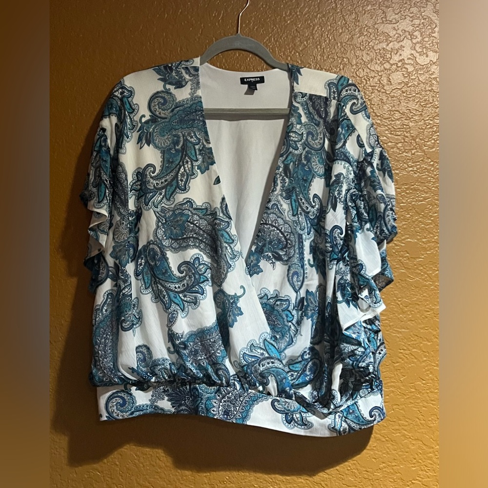 Express Faux Wrap Blouse